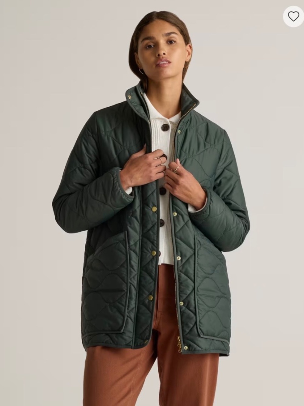 Quince Featherless Quilted Puffer Jacket XL Olive/ Pine Green